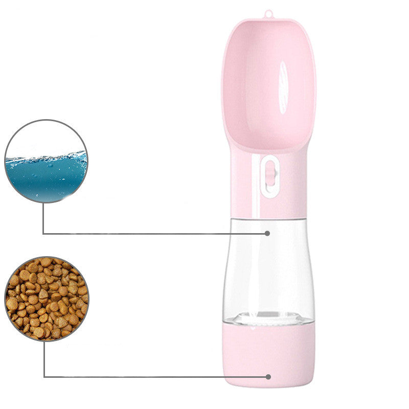 3-in-1 Portable Dog Travel Water Bottle & Food Container (Dishwasher Safe).
