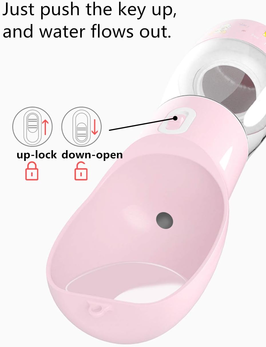 3-in-1 Portable Dog Travel Water Bottle & Food Container (Dishwasher Safe).