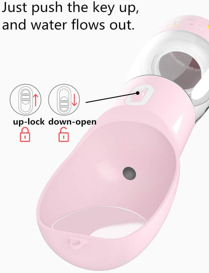 3-in-1 Portable Dog Travel Water Bottle & Food Container (Dishwasher Safe).