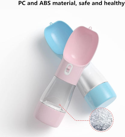 3-in-1 Portable Dog Travel Water Bottle & Food Container (Dishwasher Safe).