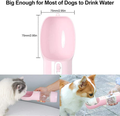 3-in-1 Portable Dog Travel Water Bottle & Food Container (Dishwasher Safe).